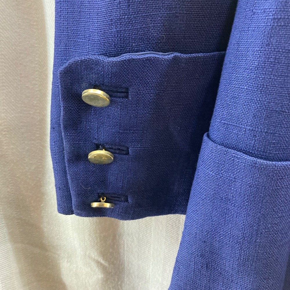 Vtg Frank Smith Saks Fifth Avenue Double Breasted Blue Wool Blend Blazer Coat 8 - Picture 10 of 13